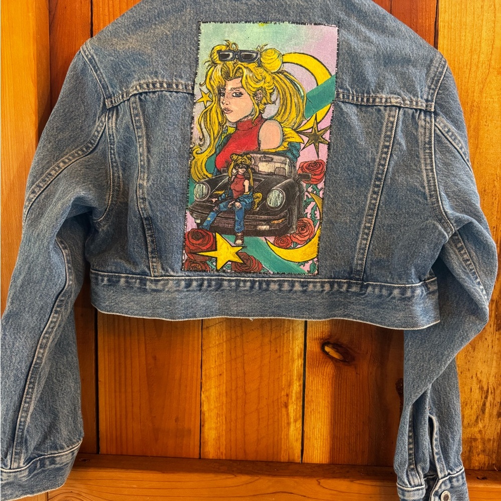 Women’s Custom Sailor Moon Denim Cropped Jacket